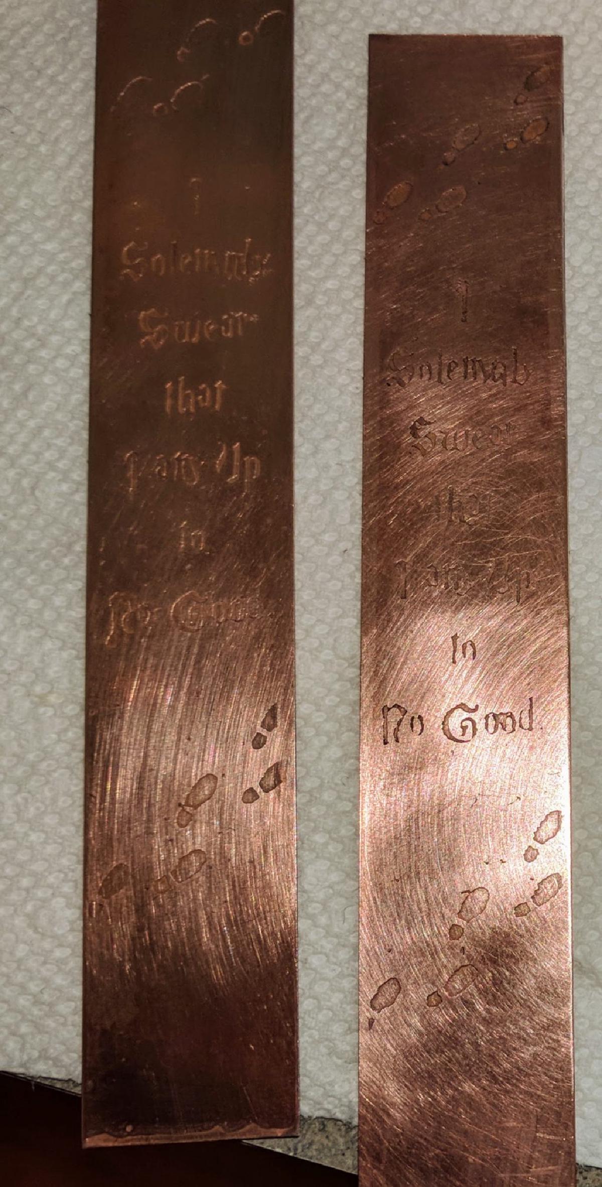 Learning to etch metal Edinburgh etch on copper and brass stamping blanks