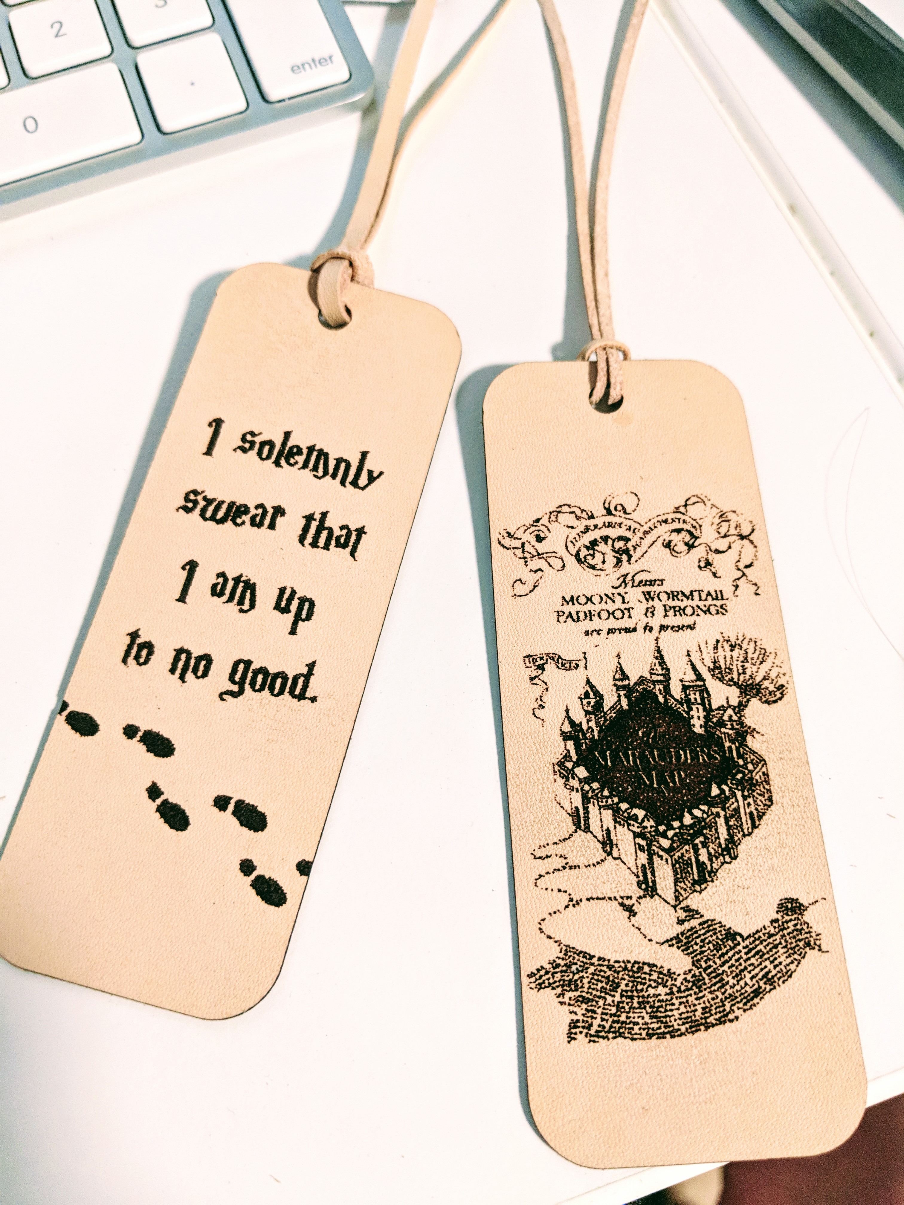 First Glowforge Project: Harry Potter Bookmarks